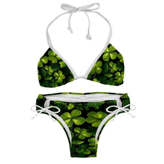 Saint Patrick's Day Detachable Sponge Adjustable Strap Bikini Set Two-Pack - Ideal for Beach & Pool Parties