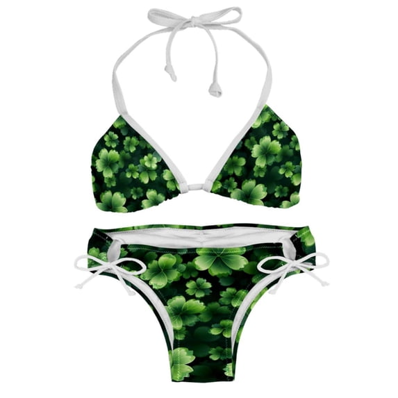 Saint Patrick's Day Detachable Sponge Adjustable Strap Bikini Set Two-Pack Swim Suits - Ideal for Beach and Pool Scenes