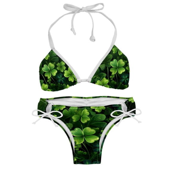 Saint Patrick's Day Detachable Sponge Adjustable Strap Bikini Set, Two-Pack Swim Suits for Versatile Swim Wear Looks