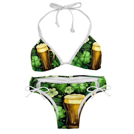 Saint Patrick's Day Detachable Sponge Adjustable Strap Bikini Set - Two-Pack Swim Wear One-Piece Swimsuits