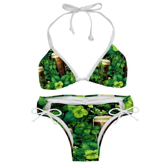 Saint Patrick's Day Detachable Sponge Adjustable Strap Bikini Set Two-Pack Swimming Suits One-Piece Swimsuits - Ideal for Beach and Pool Parties