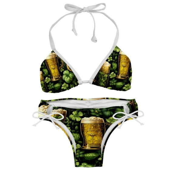 Saint Patrick's Day Detachable Sponge Adjustable Strap Bikini Set Two-Pack Swimsuit Swim Suit - Beach Pool Vacation Club