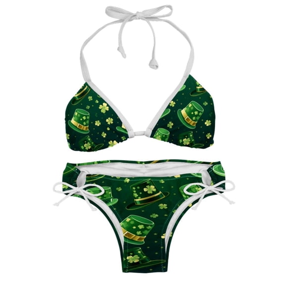 Saint Patrick's Day Detachable Sponge Adjustable Strap Bikini Set Two-Pack Swimsuit Swimwear for Beach Pool Party