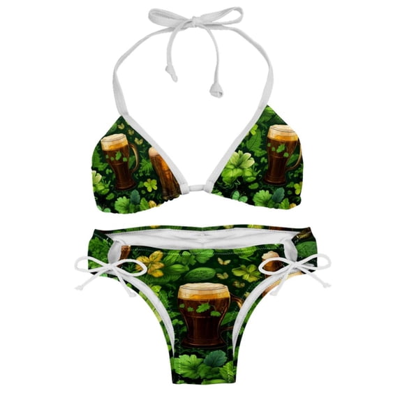 Saint Patrick's Day Detachable Sponge Adjustable Strap Bikini Set Two-Pack - Versatile Swim Suit Set