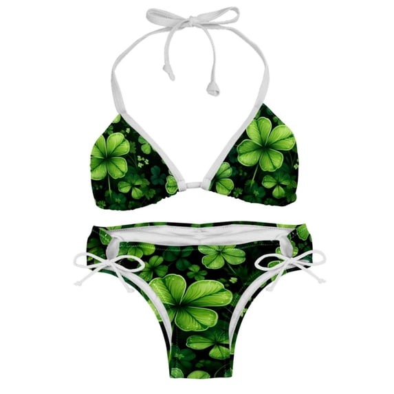 Saint Patrick's Day Detachable Sponge Adjustable Strap Bikini Set - Two-Pack for Beach and Pool Swimwear