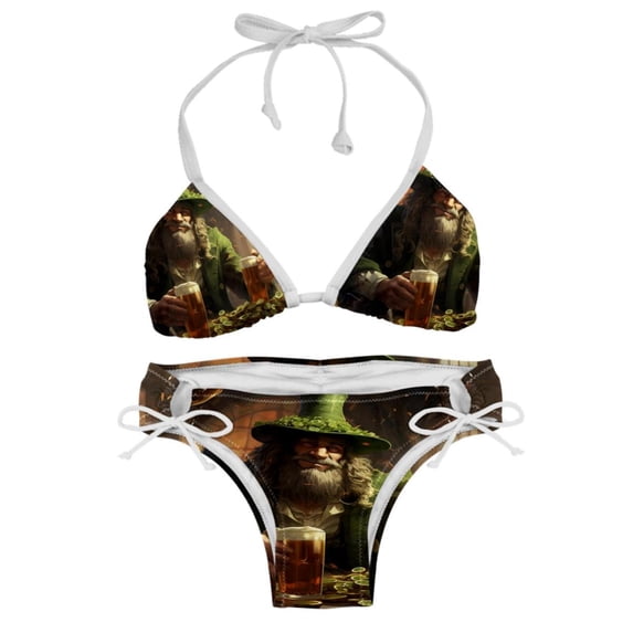 Saint Patrick's Day Detachable Sponge Adjustable Strap Swimsuit Set - 2 Pack for Beach & Pool Parties