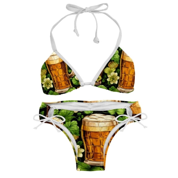 Saint Patrick's Day Detachable Sponge Adjustable Strap Swimsuit Set - 2 Pack for Beach & Pool Parties