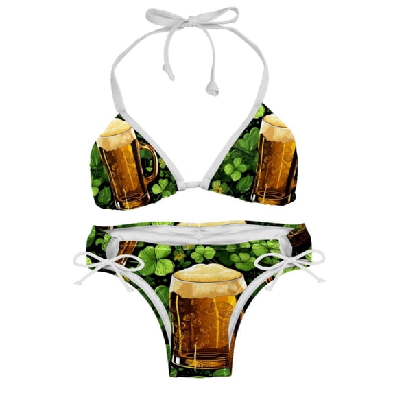 Saint Patrick's Day Detachable Sponge Bikini Set | Adjustable Strap One-Piece Swimsuits, Two-Pack
