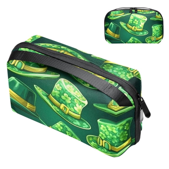 Saint Patrick's Day Digital Pouch Oxford Cloth Waterproof Storage Pouch Cord Organizer Digital Travel Bag Small Travel Electronic Organizer 5.9x9.44x3.14 in