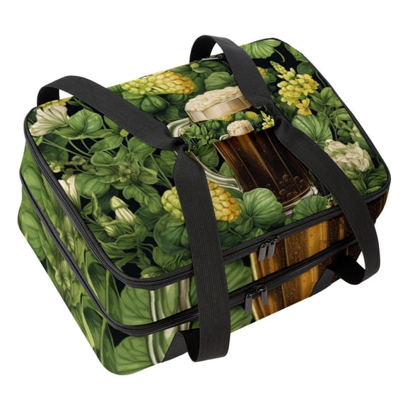Saint Patrick's Day Double Layered Insulated Refrigerated Lunch Bag with Two Compartments - Large Capacity Hand-Carry Meal Bag, 7.1x11.4x16.1 inches