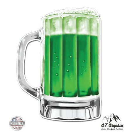 Saint Patrick's Day Drink Green Beer - 5" Vinyl Sticker - For Car Laptop I-Pad - Waterproof Decal
