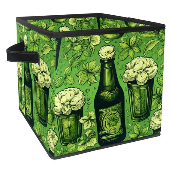 Saint Patrick's Day Foldable Clothes Storage Bins with Handle, 10.8"x10.5"x10.6", Large Capacity - Storage Baskets Containers