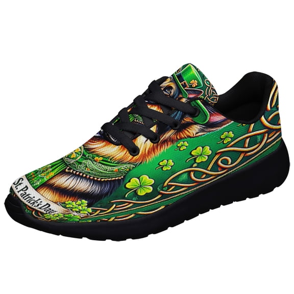Saint Patrick's Day German Shepherd Dog Shoes Sneakers Black Size 4