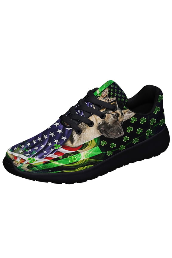Saint Patrick's Day German Shepherd Shoes Sneakers Black Size 12