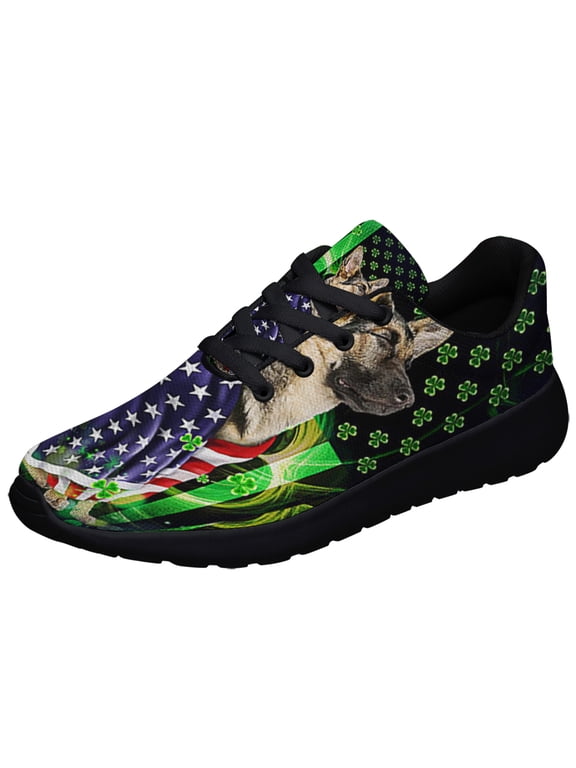 Saint Patrick's Day German Shepherd Shoes Sneakers Black Size 9.5