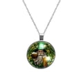 thumbnail image 1 of Saint Patrick's Day Glass Design Circular Pendant Necklace, 1 of 5