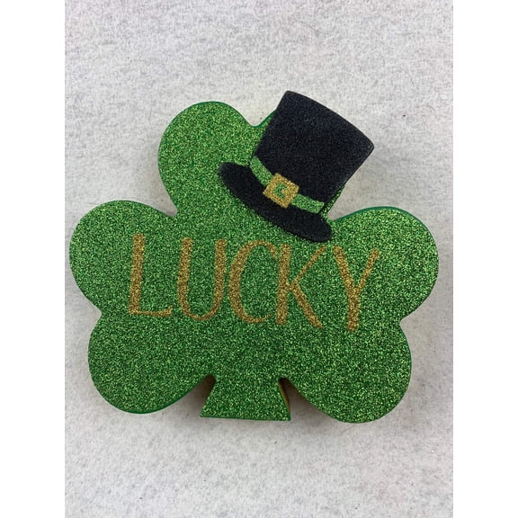 Saint Patrick’s Day Glitter Lucky Shamrock or Leprechaun Boot Block Sitters
