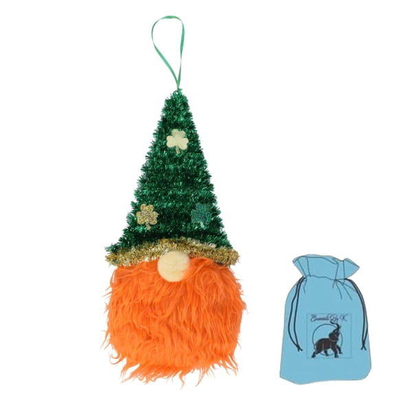 Saint Patrick's Day Hanging Gnome Decor, Green Tinsel Hat Gnome Festive Ornament for Home Wall Window Living Room Door Indoor Outdoor Decoration Holiday Spring Pendant Decor with Bonus EBK Bag