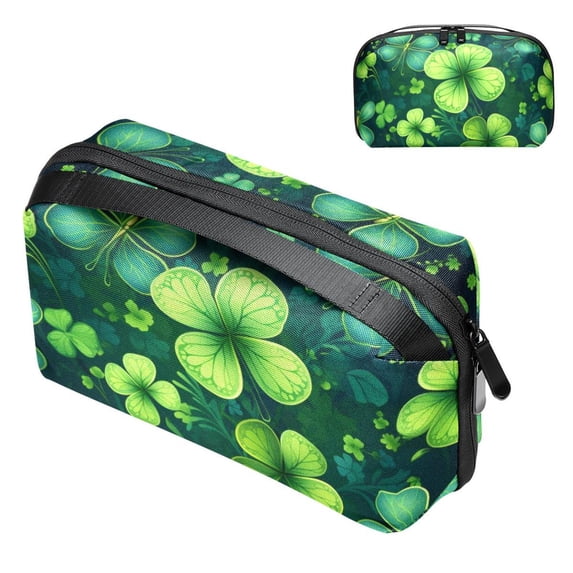 Saint Patrick's Day Hard Drive Cases Cable Organizer Small Travel Electronic Organizer Charger Case Organizer Oxford Fabric Waterproof Storage Bag for Protecting Electronic Gadgets - 5.9x9.44x3.14 in