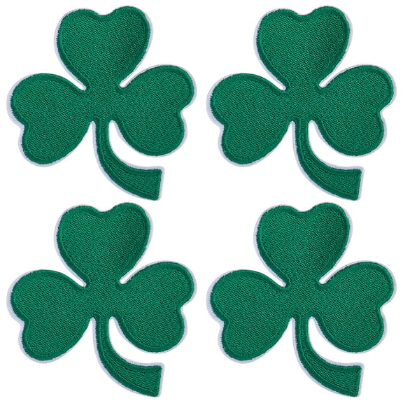 Saint Patrick's Day Iron on Shamrock Cloth Patches Embroidery Appliques Sewing Craft Decoration Green 77x72x1.5mm DIY