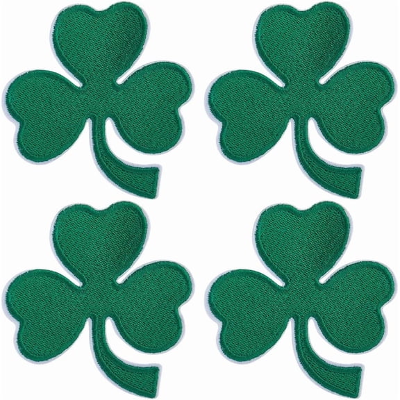 Saint Patrick's Day Iron on Shamrock Cloth Patches Embroidery Appliques Sewing Craft Decoration Green 77x72x1.5mm