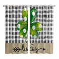 thumbnail image 1 of Saint Patrick's Day Kitchen Curtains Window Panels, Farmhouse Green Lucky Clovers Plaid Insulated Window Treatment Curtain, Grommet Curtains for Bedroom/Living Room/Bathroom, 2 Piece 42"Wx63"L, 1 of 8