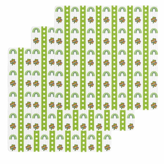 Saint Patrick's Day Kitchen Dish Towels for Drying Dishes Set of 3, Rainbow Clovers Green Striped Dots Waffle Weave Microfiber Hand Tea Bathroom Towels Quick Dry & Absorbent Towel 12x12
