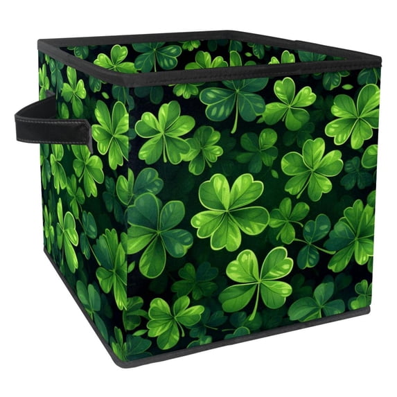 Saint Patrick's Day Large Capacity Foldable Storage Baskets with Handle, 10.8"x10.5"x10.6", Toy Storage Cube Organizer Storage Containers