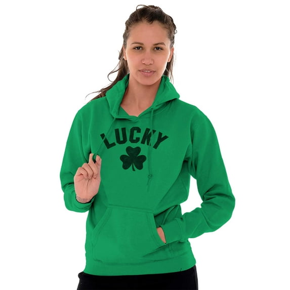 Saint Patrick's Day Lucky Shamrocks Hoodie Sweatshirt Women Men Brisco Brands S