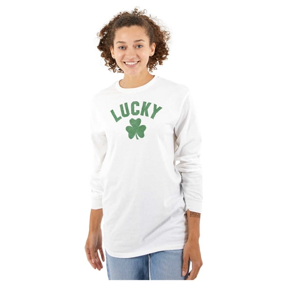 Saint Patrick's Day Lucky Shamrocks Long Sleeve TShirt Men Women Brisco Brands S
