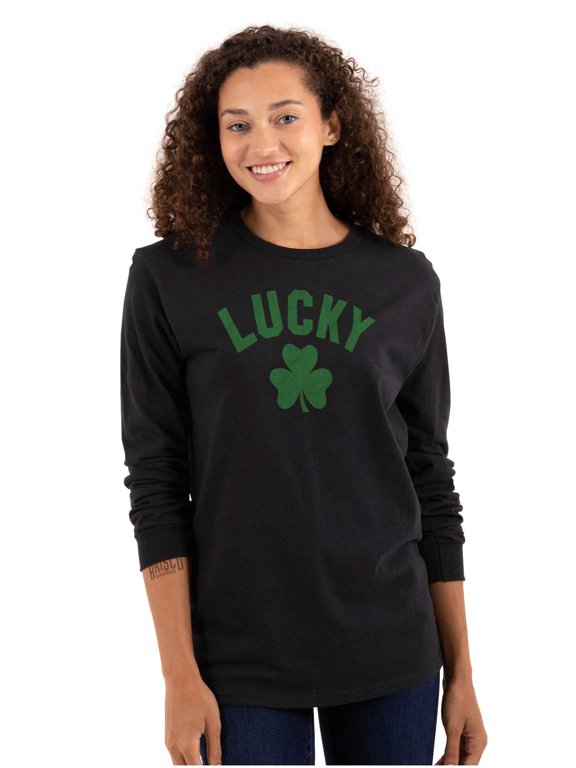 Saint Patrick's Day Lucky Shamrocks Long Sleeve TShirt Men Women Brisco Brands S
