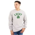 thumbnail image 1 of Saint Patrick's Day Lucky Shamrocks Plus Size Long Sleeve Graphic Tee Shirt Brisco Brands 2X, 1 of 3