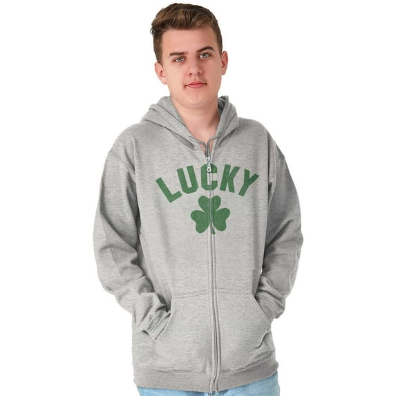 Saint Patrick's Day Lucky Shamrocks Unisex Fleece Graphic Zip Up Hoodie Brisco Brands 3X