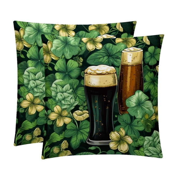Saint Patrick's Day Luxurious Velvet Throw Pillow Inserts with Unique Patterns - Set of 2 Chair Pillow Covers - Available in 16x16, 18x18, 20x20 Inches for All Occasions