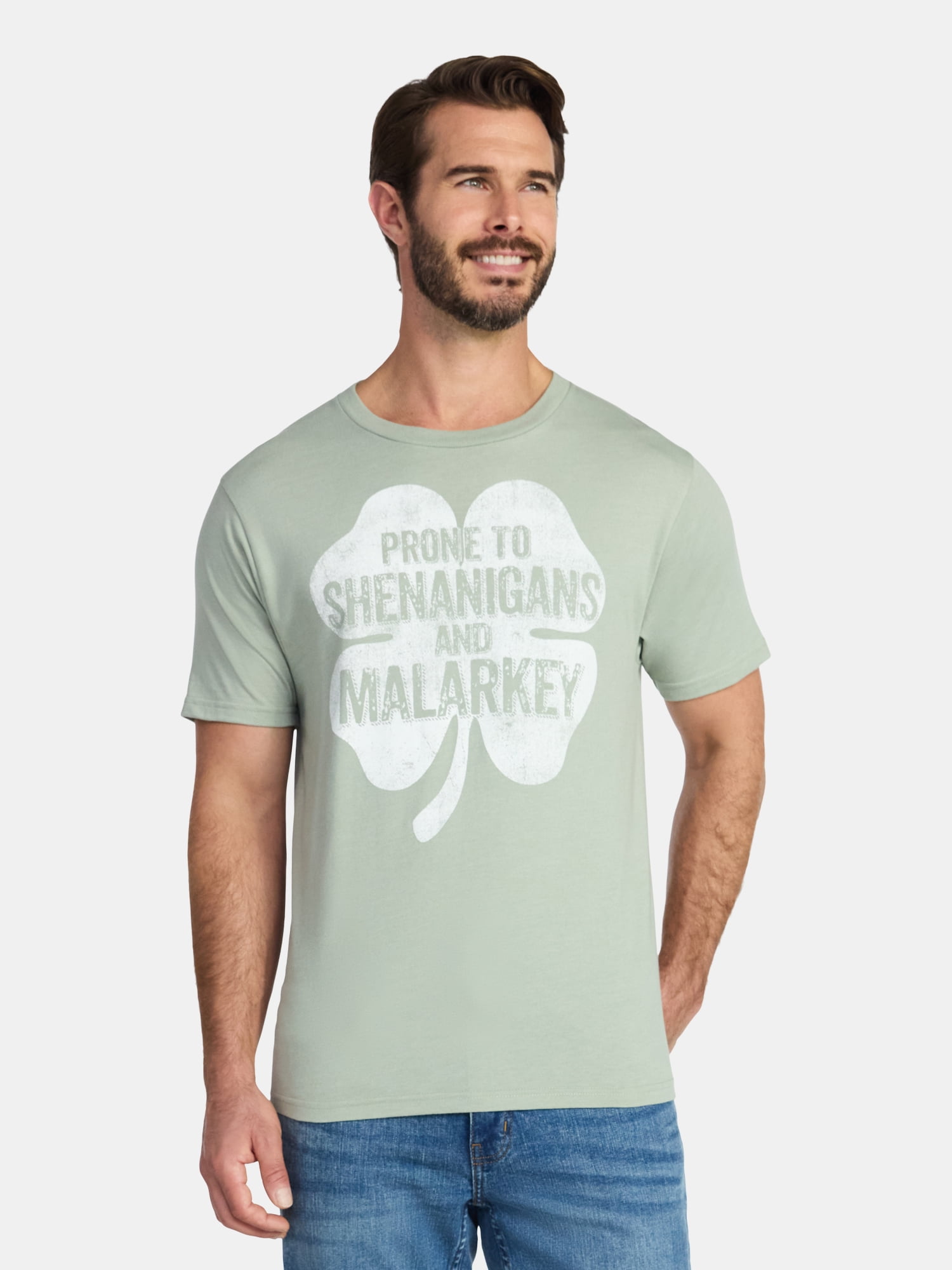 Saint Patrick's Day Men's 4 Leaf Malarkey Graphic Tee by Way to Celebrate, Sizes XS-5XL