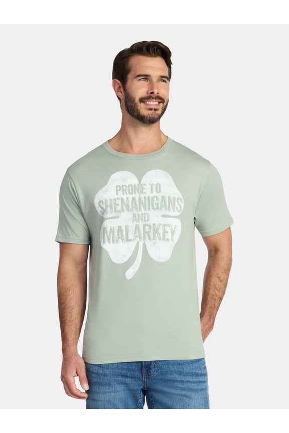 Saint Patrick's Day Men's 4 Leaf Malarkey Graphic Tee by Way to Celebrate, Sizes XS-5XL
