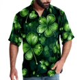 thumbnail image 1 of Saint Patrick's Day Men's Hawaiian Short Sleeve Printed Button Down Poplin Casual Summer Beach Shirt, Unisex, 1 of 6