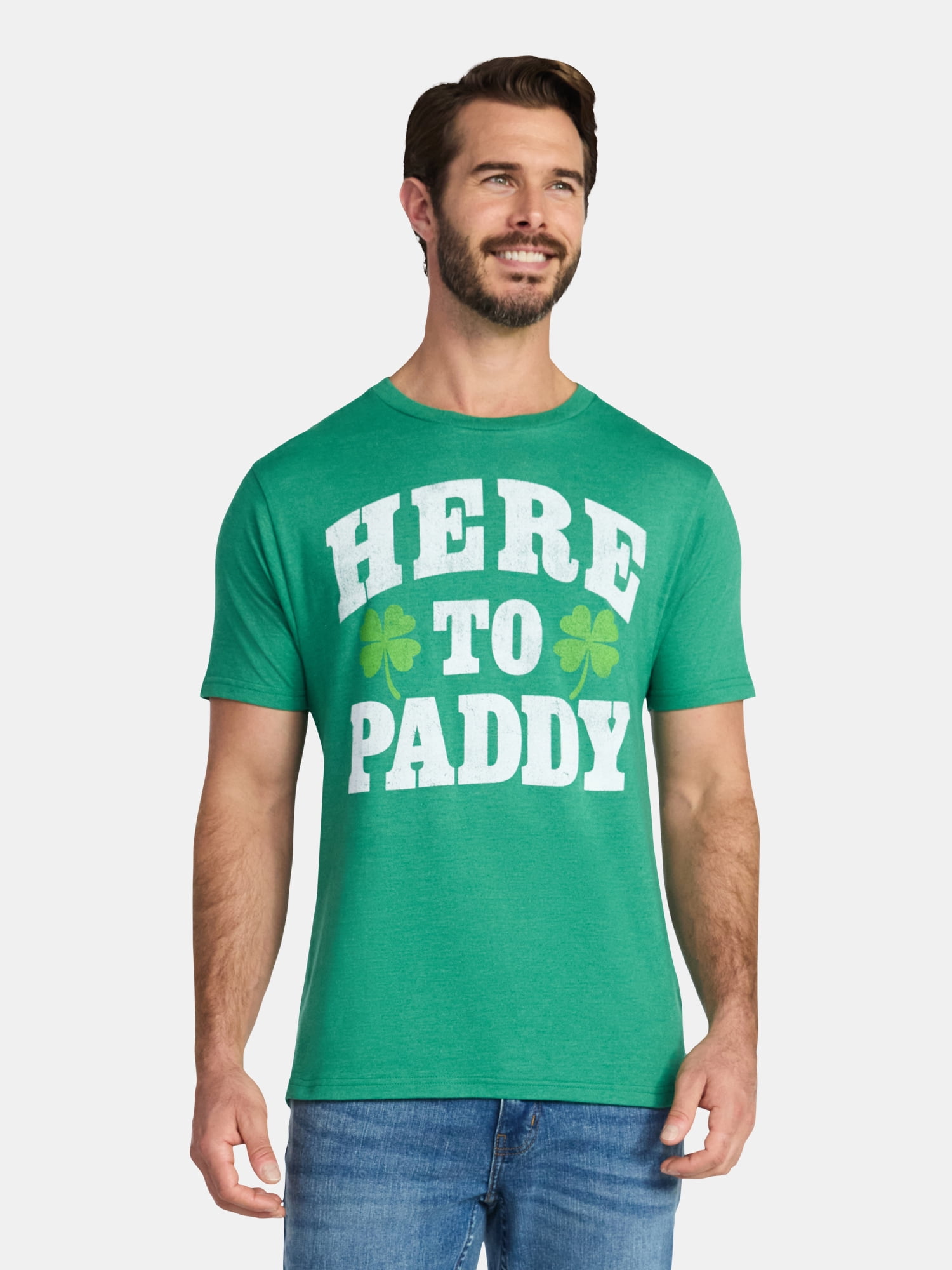 Saint Patrick's Day Men's Here to Paddy Clover Graphic Tee by Way to Celebrate, Sizes XS-5XL