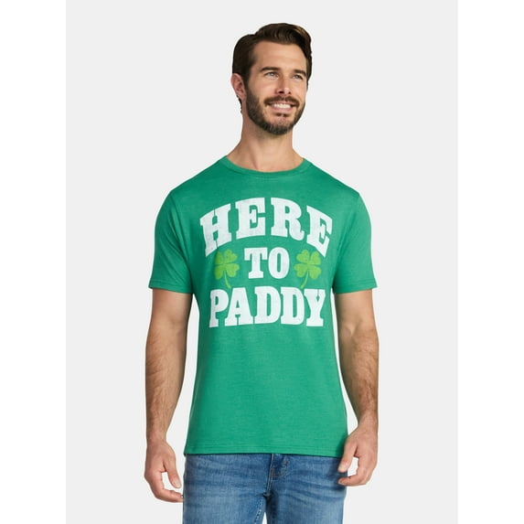 Saint Patrick's Day Men's Here to Paddy Clover Graphic Tee by Way to Celebrate, Sizes XS-5XL