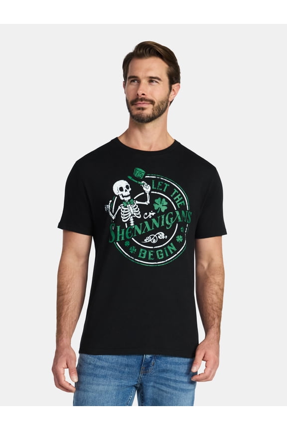 St. Patrick's Day Men's Graphic Tee Shenanigans from Way to Celebrate, Sizes XS-5XL