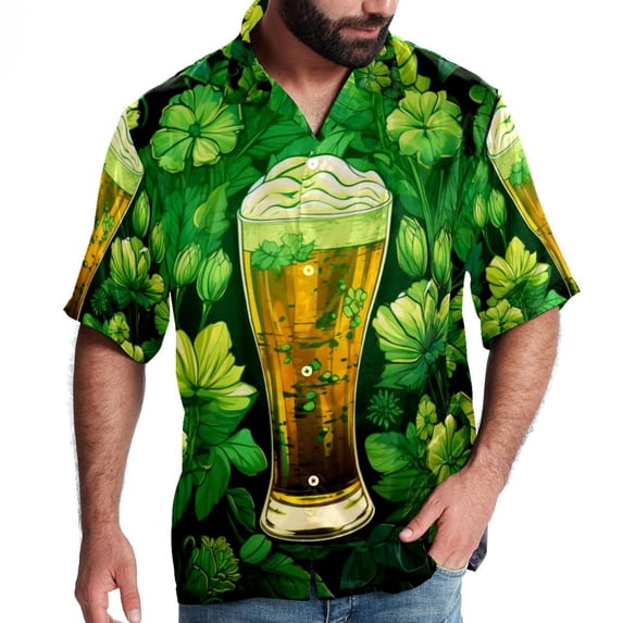 Saint Patrick's Day Men's Short Sleeve Button Down Spread Collar Beach Shirts