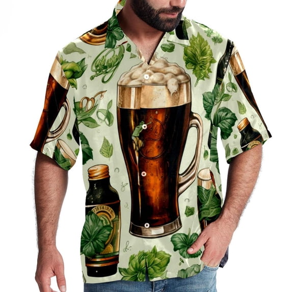 Saint Patrick's Day Men's Short Sleeve Hawaiian Beach Shirts, Casual Printed Button Down Spread Collar Tops, Summer Unisex Style