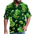 thumbnail image 1 of Saint Patrick's Day Men's Short Sleeve Poplin Shirt, Casual Printed Button Down Summer Beach Shirt - Unisex, 1 of 6