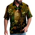 thumbnail image 1 of Saint Patrick's Day Men's Short Sleeve Printed Poplin Beach Shirts with Spread Collar - Casual Button Down Summer Tops for Unisex, 1 of 6