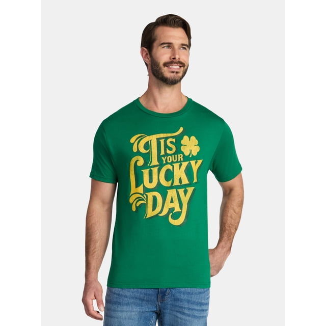 Saint Patrick's Day Men's Tis Your Lucky Day Graphic Tee by Way to Celebrate, Sizes XS-5XL