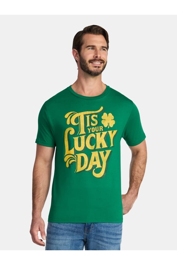 Saint Patrick's Day Men's Tis Your Lucky Day Graphic Tee by Way to Celebrate, Sizes XS-5XL