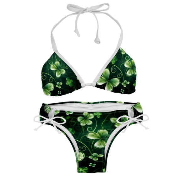Saint Patrick's Day One-Piece Swimsuit Bikini Set, Detachable Sponge, Adjustable Strap, Two-Pack, Beach Vacation Wear