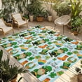 thumbnail image 1 of Saint Patrick's Day Outdoor Rug for Patio/Deck/Porch, Non-Slip Large Area Rug 6 x 9 Ft, Gnomes Hat Boot Clovers Blue Stripes Indoor Outdoor Rugs Washable Area Rugs, Camping Rug Carpet Runner, 1 of 8