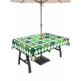 thumbnail image 1 of Saint Patrick's Day Outdoor Tablecloth - 54x80 Inch Rectangle Dining Table Cover, Green Plaid Clovers Geometric Waterproof Outdoor Table Cloth with Umbrella Hole & Zipper for Picnic/Patio/Party, 1 of 7