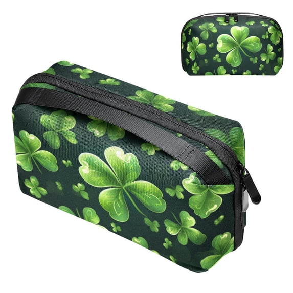 Saint Patrick's Day Oxford Fabric Waterproof Portable Hard Drive Bag and Case with Cord Storage and Travel Charger Organizer for Electronic Devices - 5.9x9.44x3.14 in